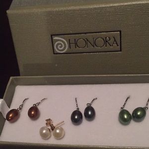 Honora earrings includes extra pair in white